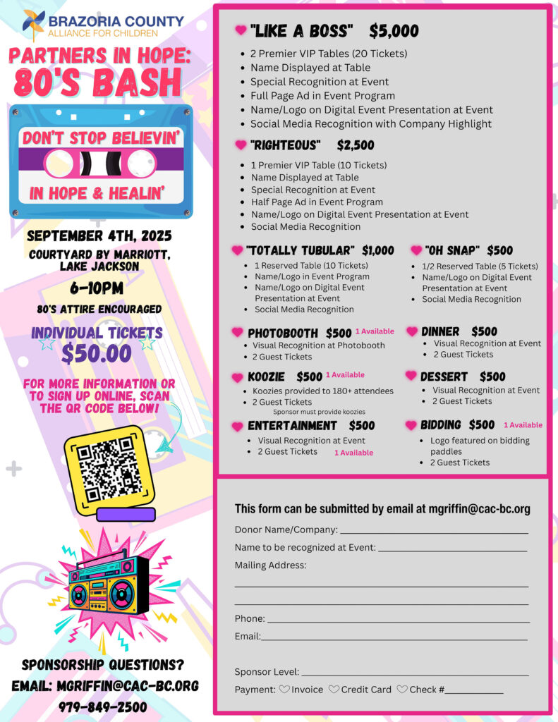 BCAC 80's Bash Flyer - 1